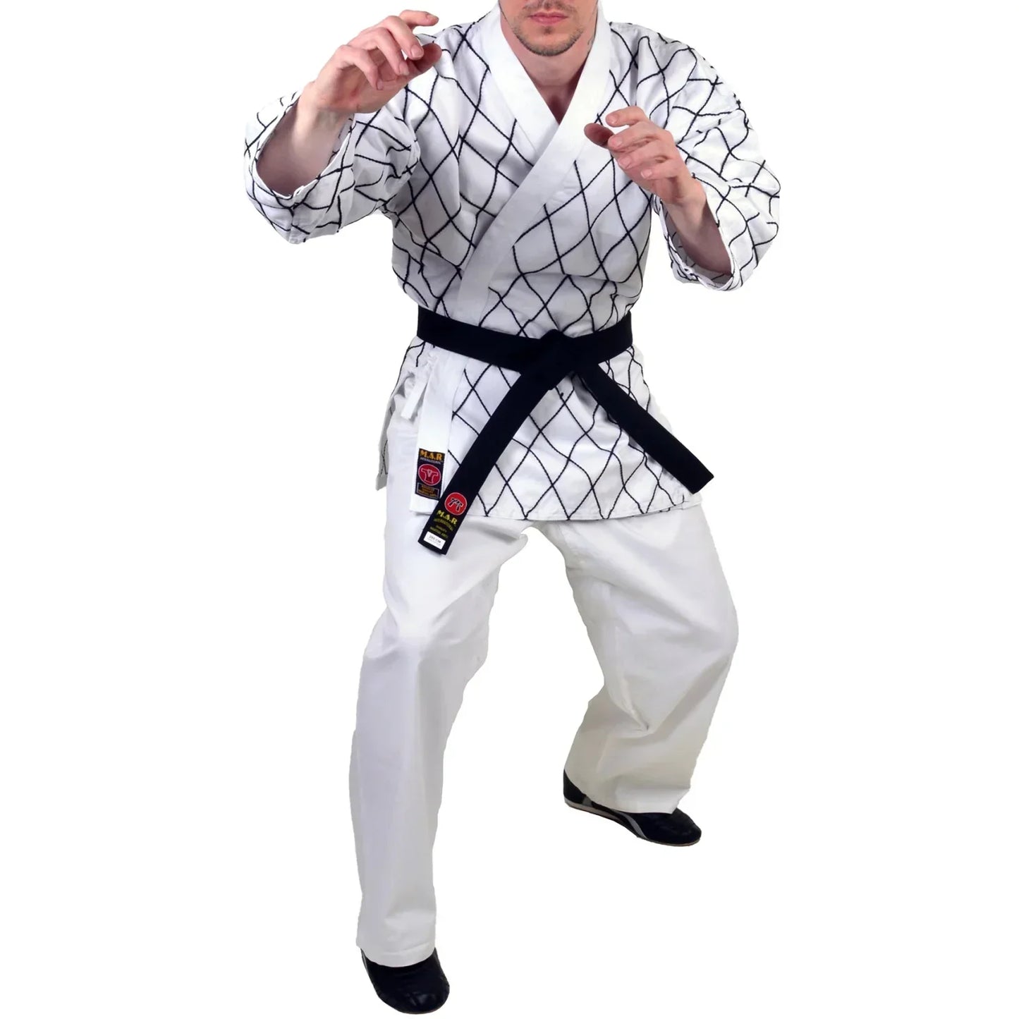 MAR-070 | White Hapkido Uniform w/ Cross Design - Uniforms