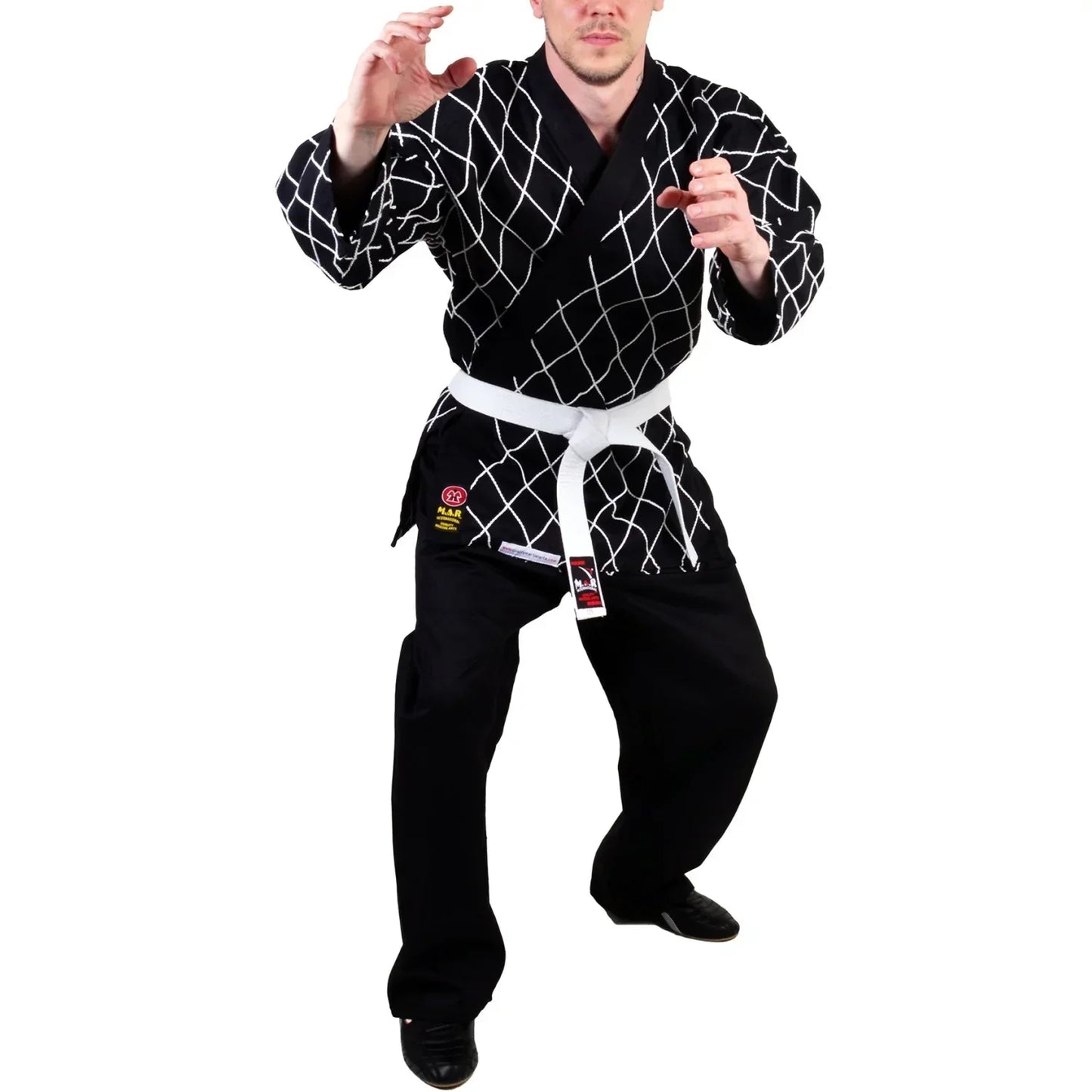 MAR-071 | Black Hapkido Uniform w/ Cross Design - Uniforms