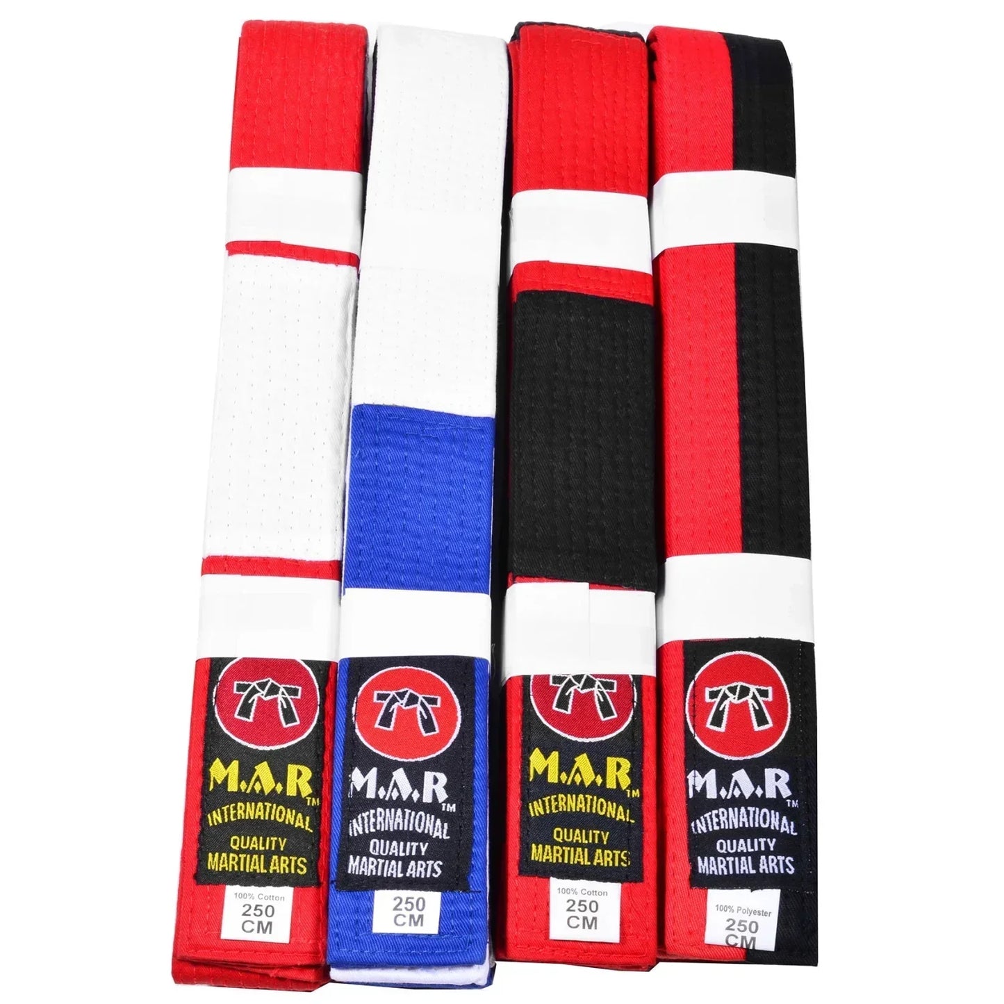 MAR-080 | Block Stripe Colour Rank Belts (A-D) - Belts