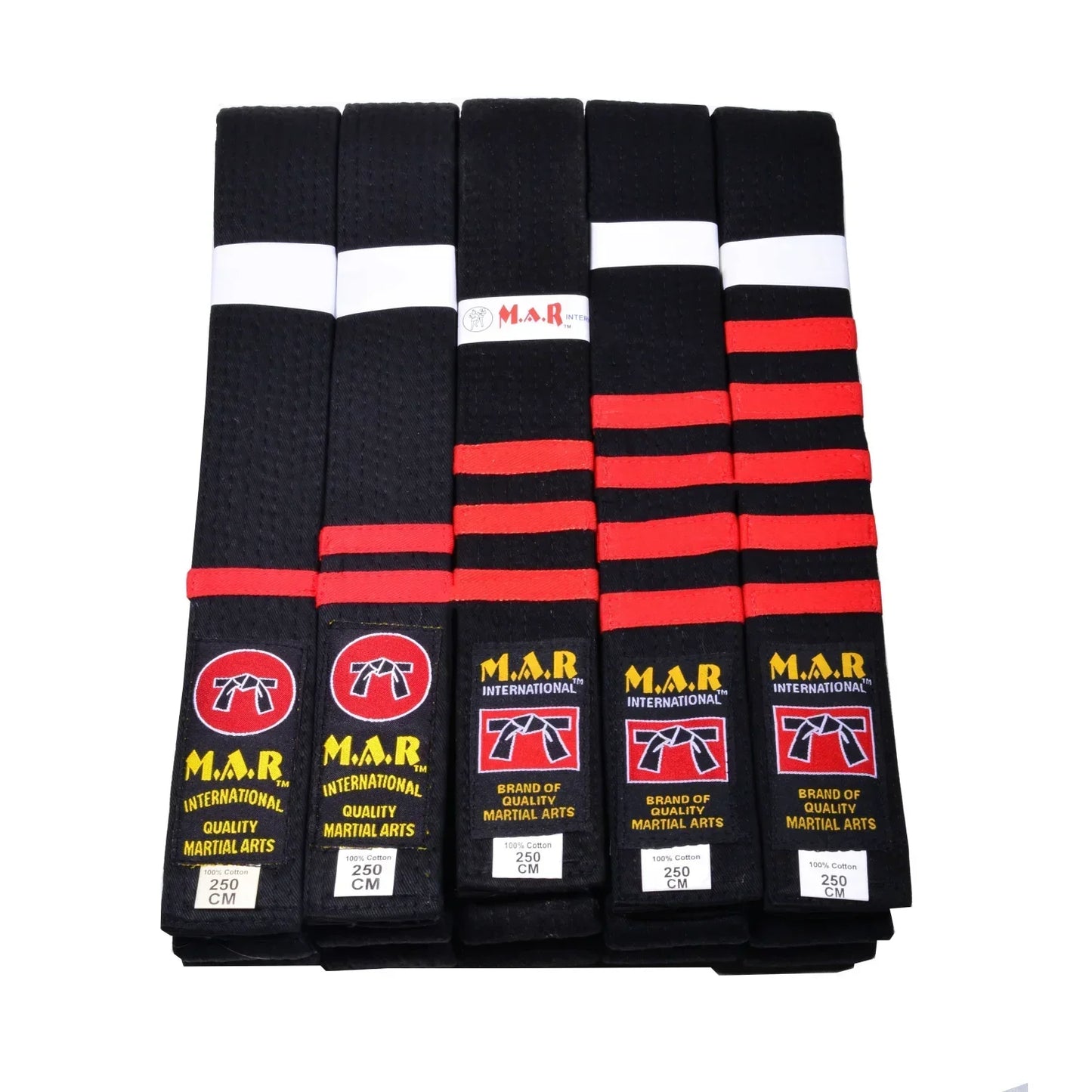 MAR-080 | Block Stripe Colour Rank Belts (E-I) - Belts