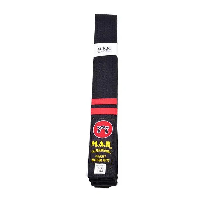 MAR-080 | Block Stripe Colour Rank Belts (E-I) - (F) Black/Red 2nd Dan / Wholesale / 250 - Belts