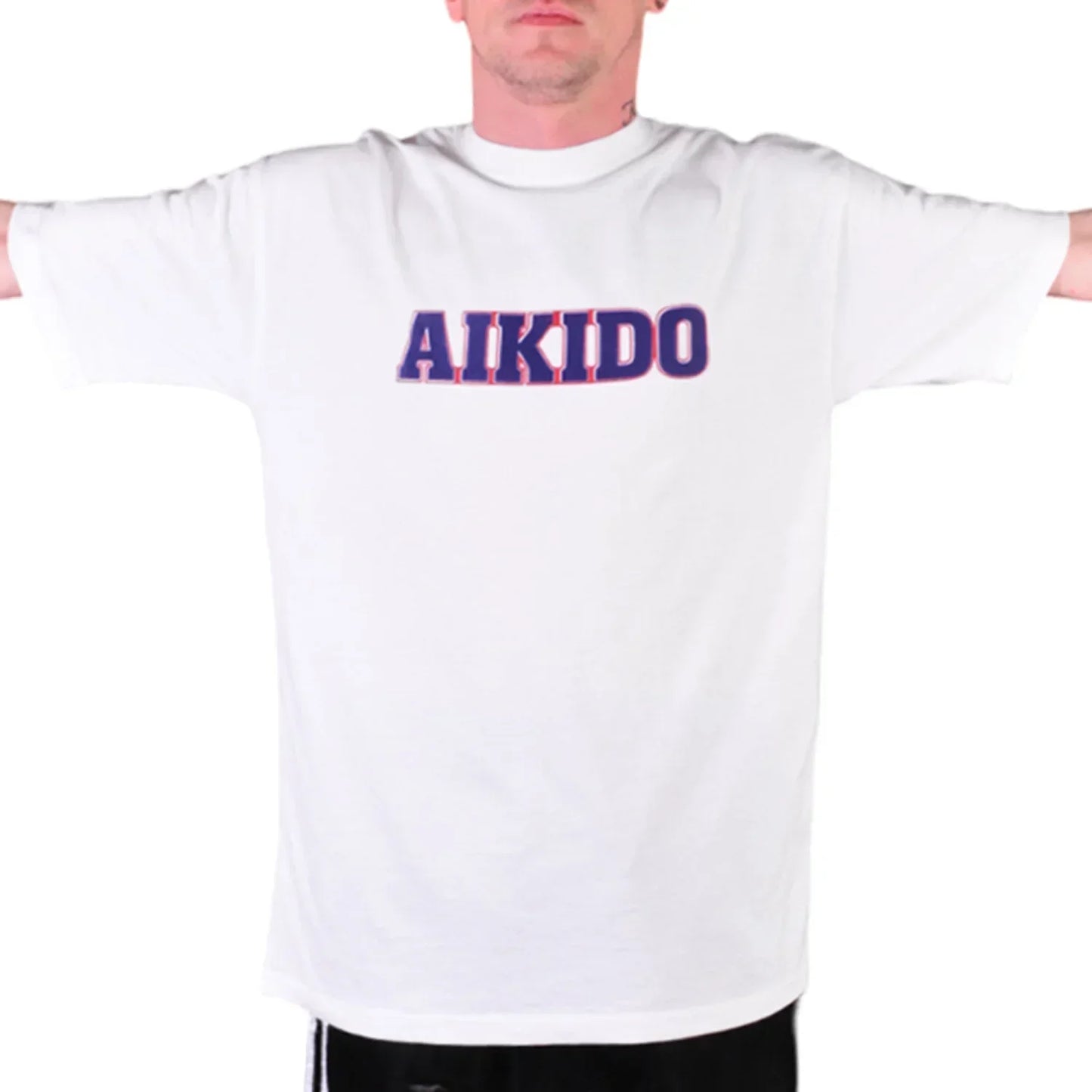 MAR-084E | White Round-Neck Aikido T-Shirt (OD) - T-Shirts