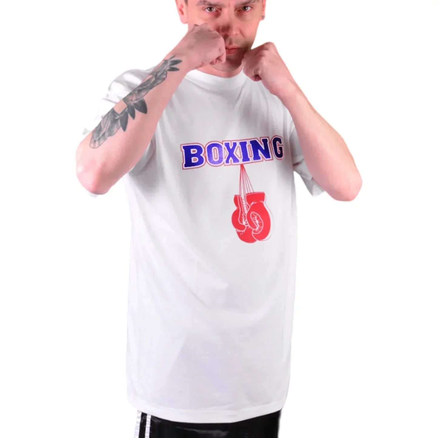 MAR-084F | White Round-Neck Boxing T-Shirt (OD) - T-Shirts