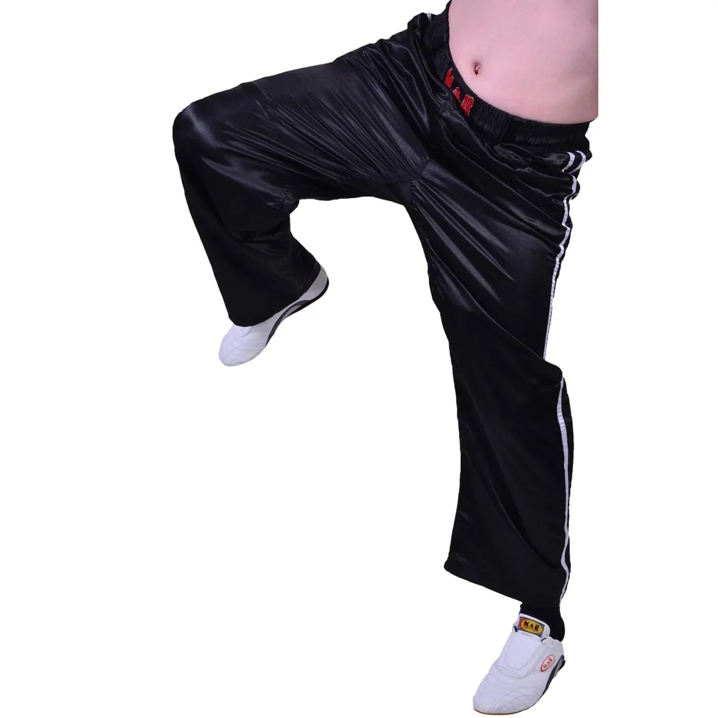 MAR-089A | Full Contact Black + White Kickboxing & Freestyle Trousers - Trousers