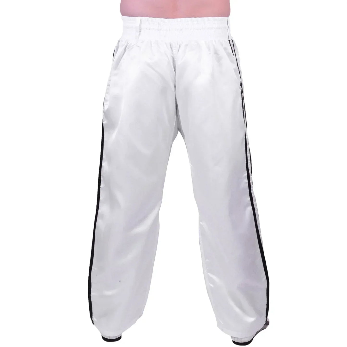 MAR-089C | Full Contact White + Black Kickboxing & Freestyle Trousers - Trousers