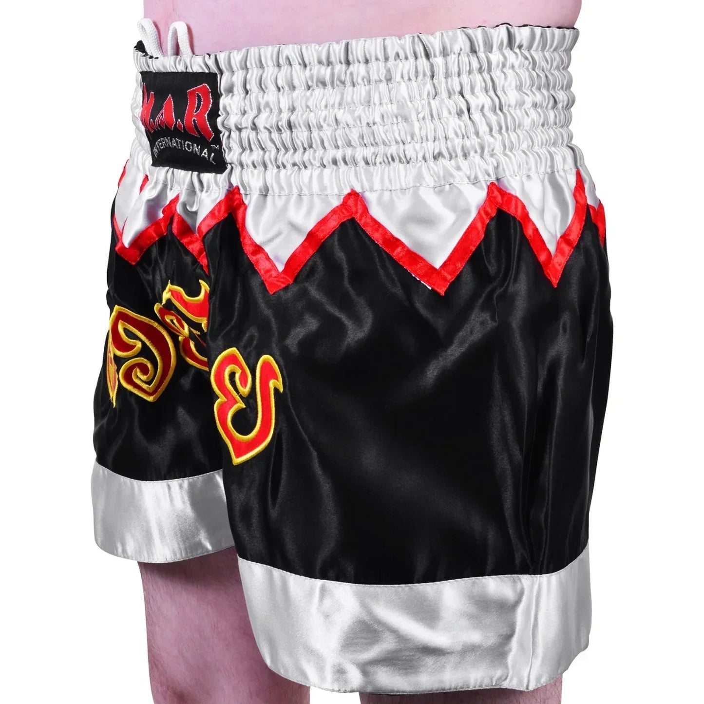 MAR-091F | Black & White Kickboxing & Thai Boxing Shorts - Shorts