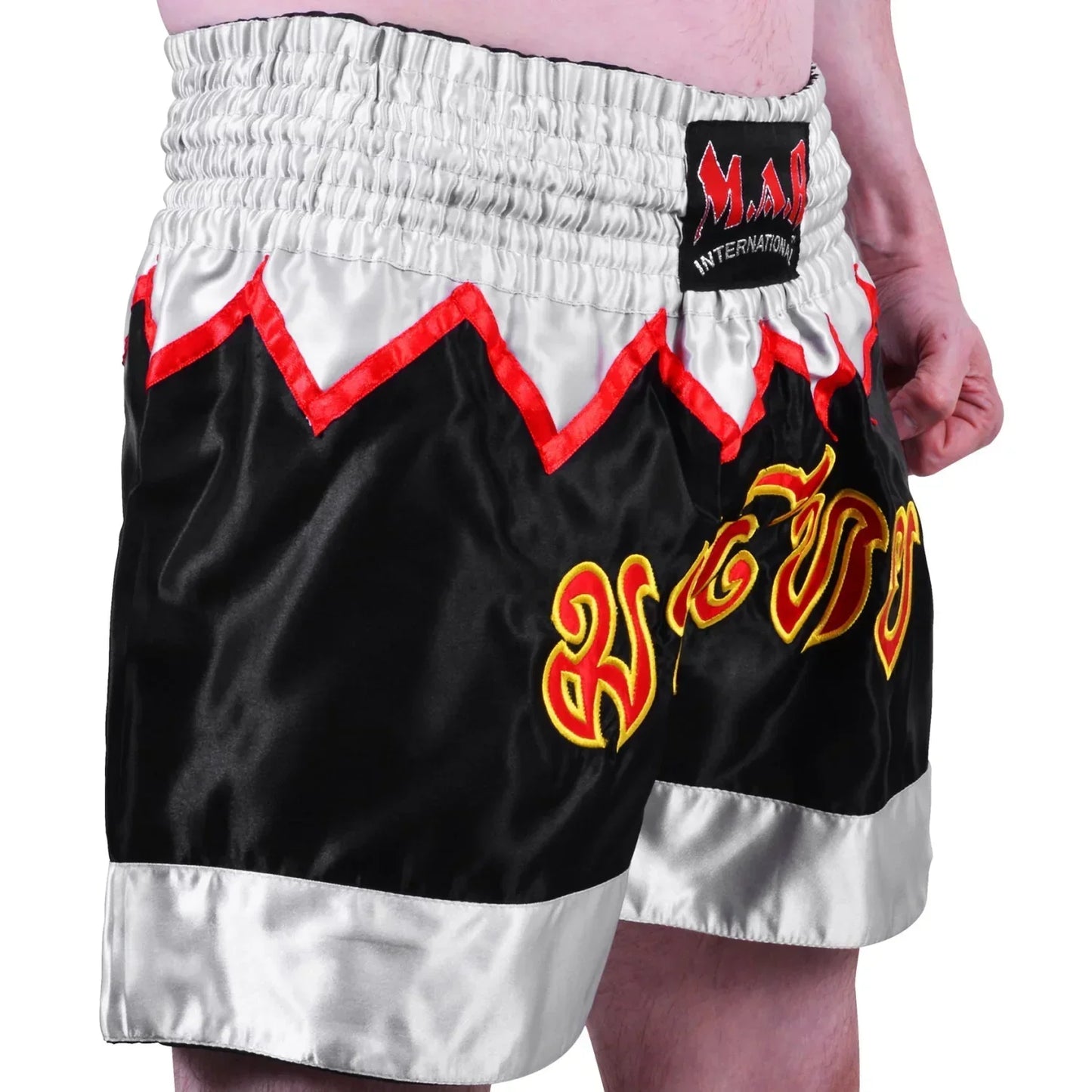 MAR-091F | Black & White Kickboxing & Thai Boxing Shorts - Shorts