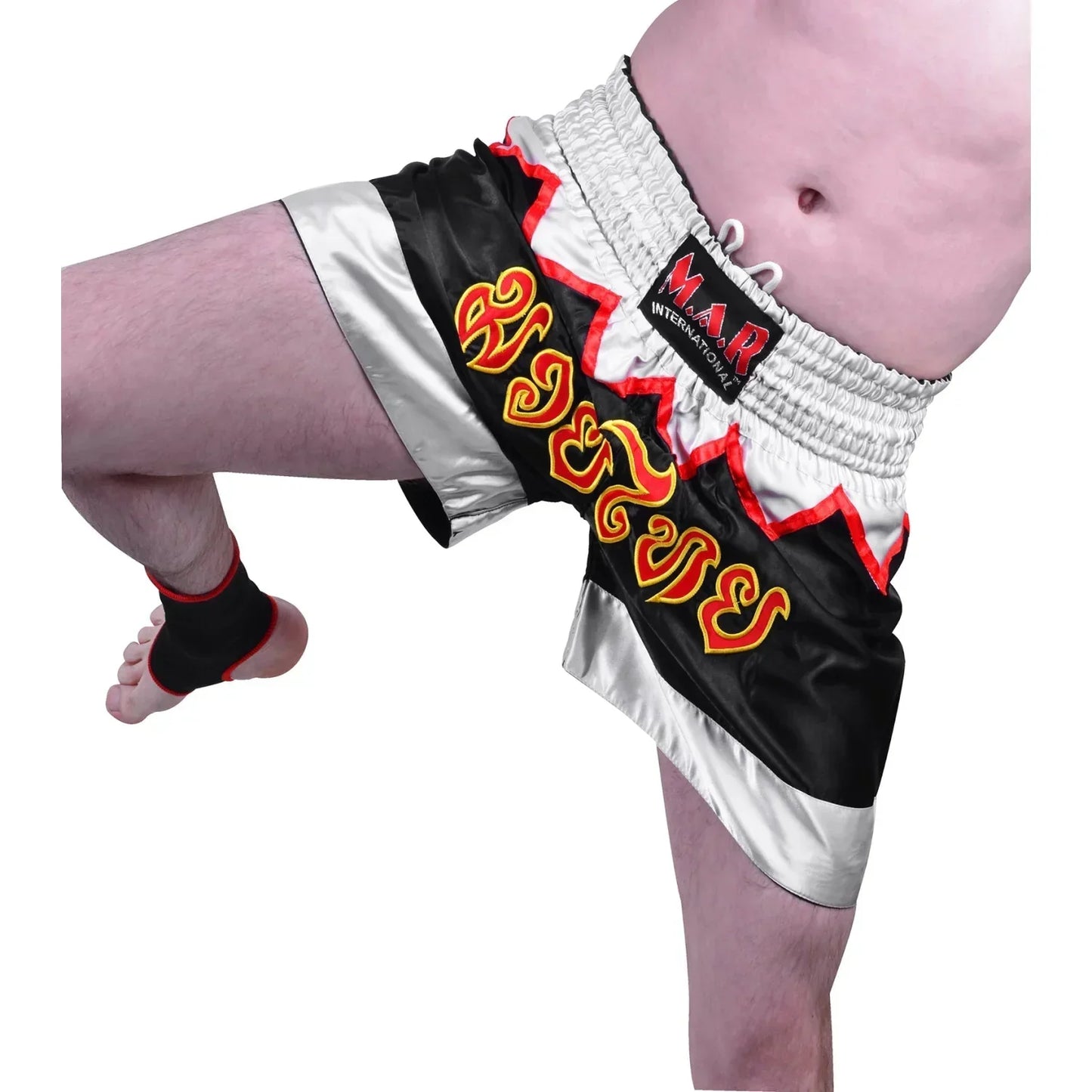 MAR-091F | Black & White Kickboxing & Thai Boxing Shorts - Shorts
