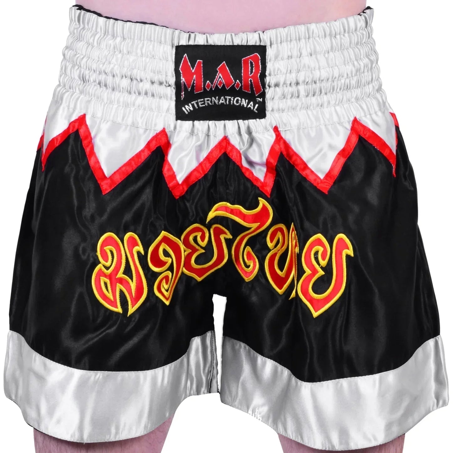 MAR-091F | Black & White Kickboxing & Thai Boxing Shorts - Shorts
