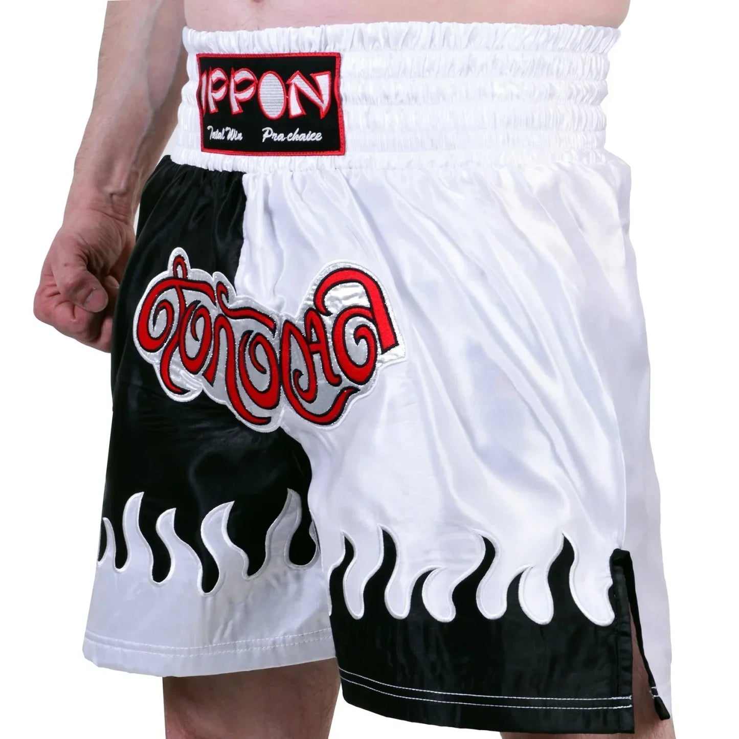 MAR-095F | Black & White Kickboxing & K1 Shorts - Shorts