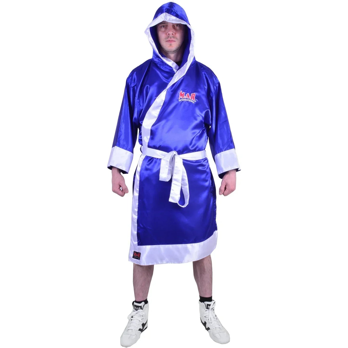 MAR-097B | Blue & White Boxing & Kickboxing Robe - Robes
