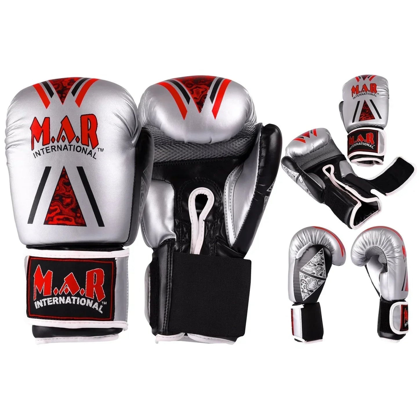 MAR-113A | Grey & Black Boxing/Kickboxing Competition Gloves - Gloves