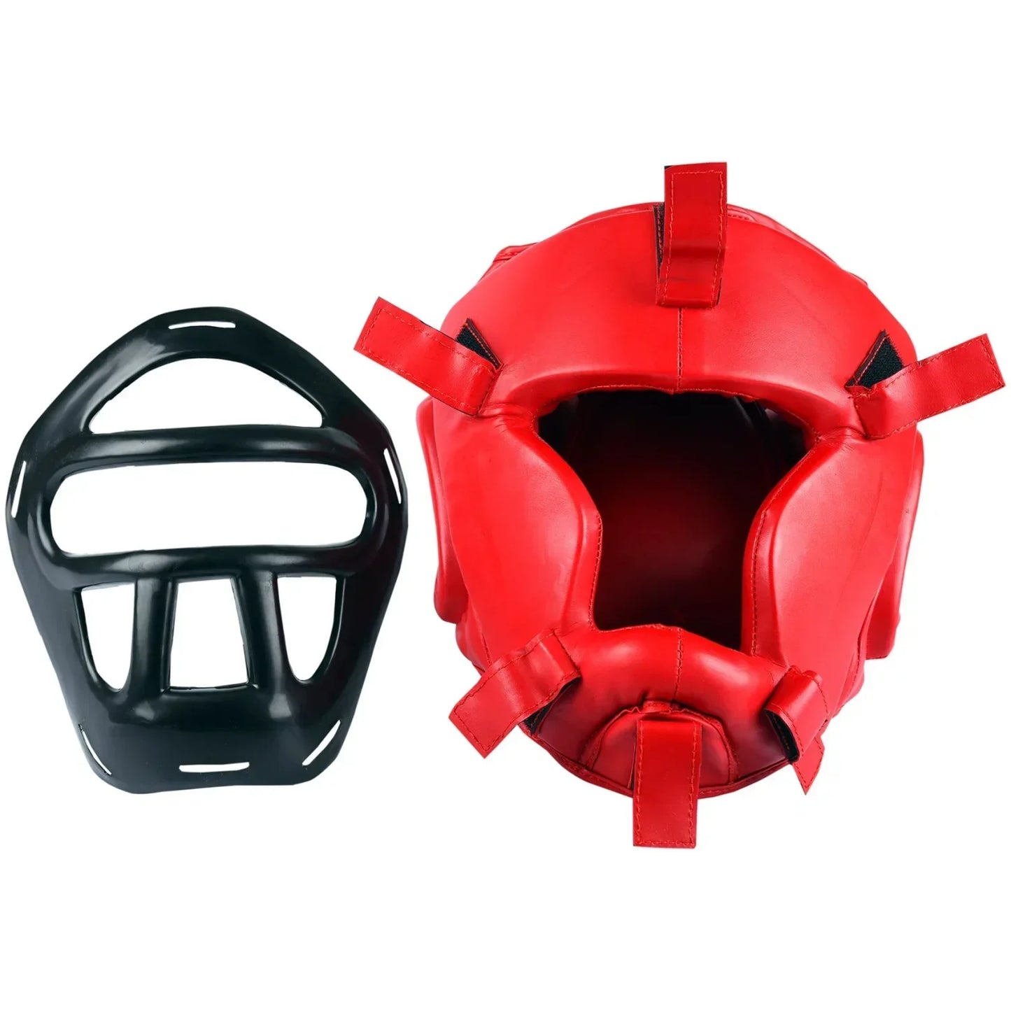 MAR-134A | Red Head Guard w/ Grill Mask For Training - Head Guard