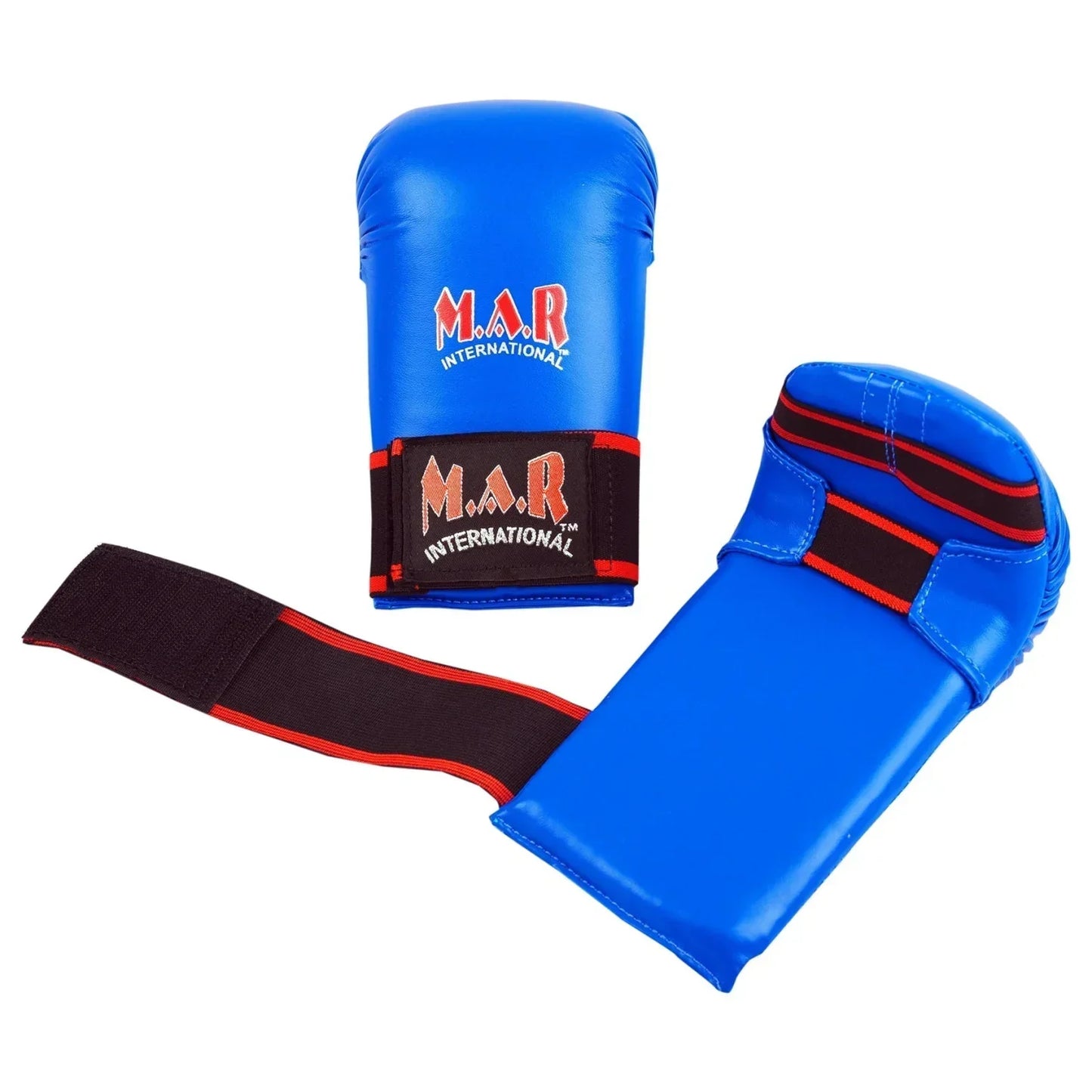 MAR-141B | Blue Karate Gloves w/ Moulded Padding - Compact Gloves