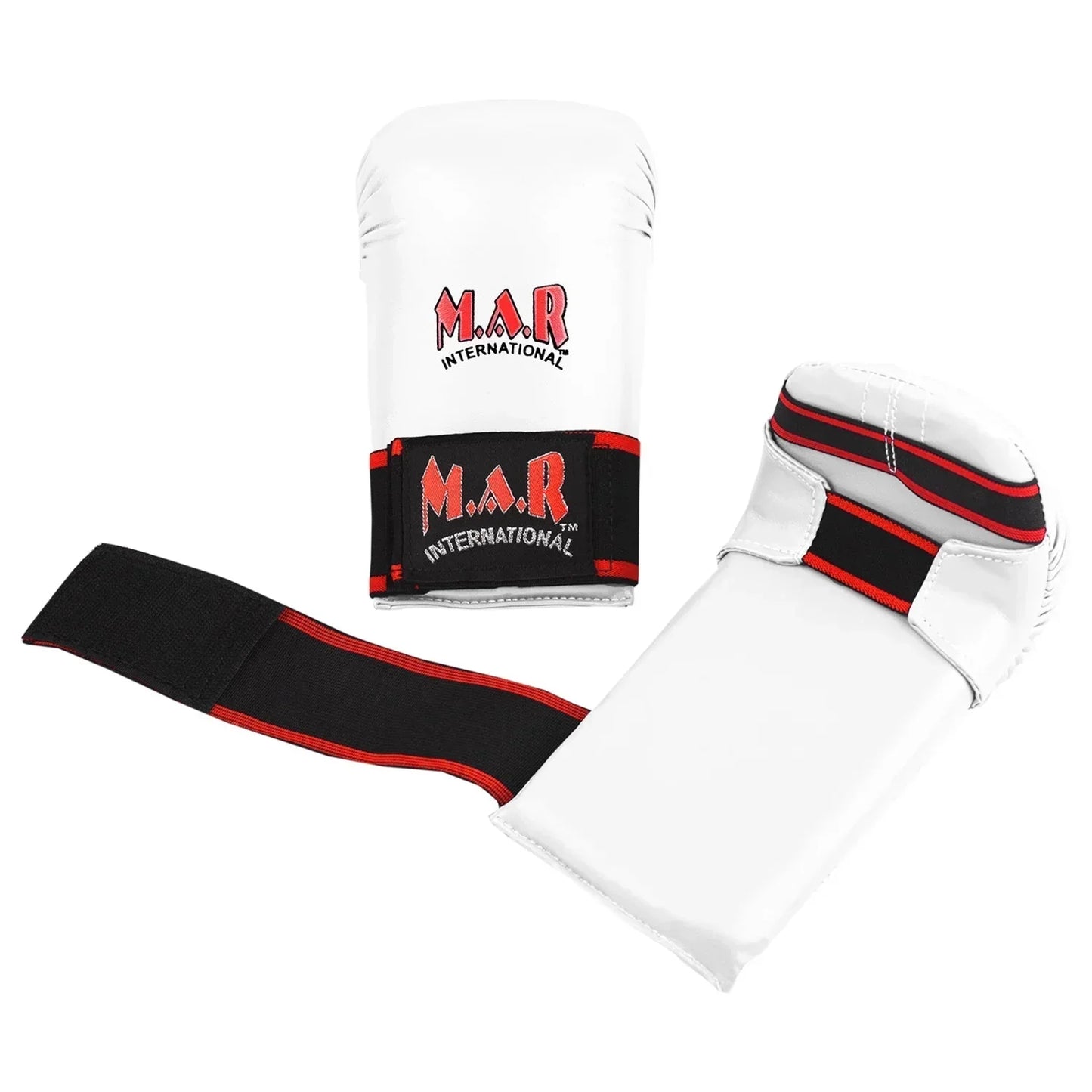 MAR-141D | White Karate Gloves w/ Moulded Padding - Compact Gloves
