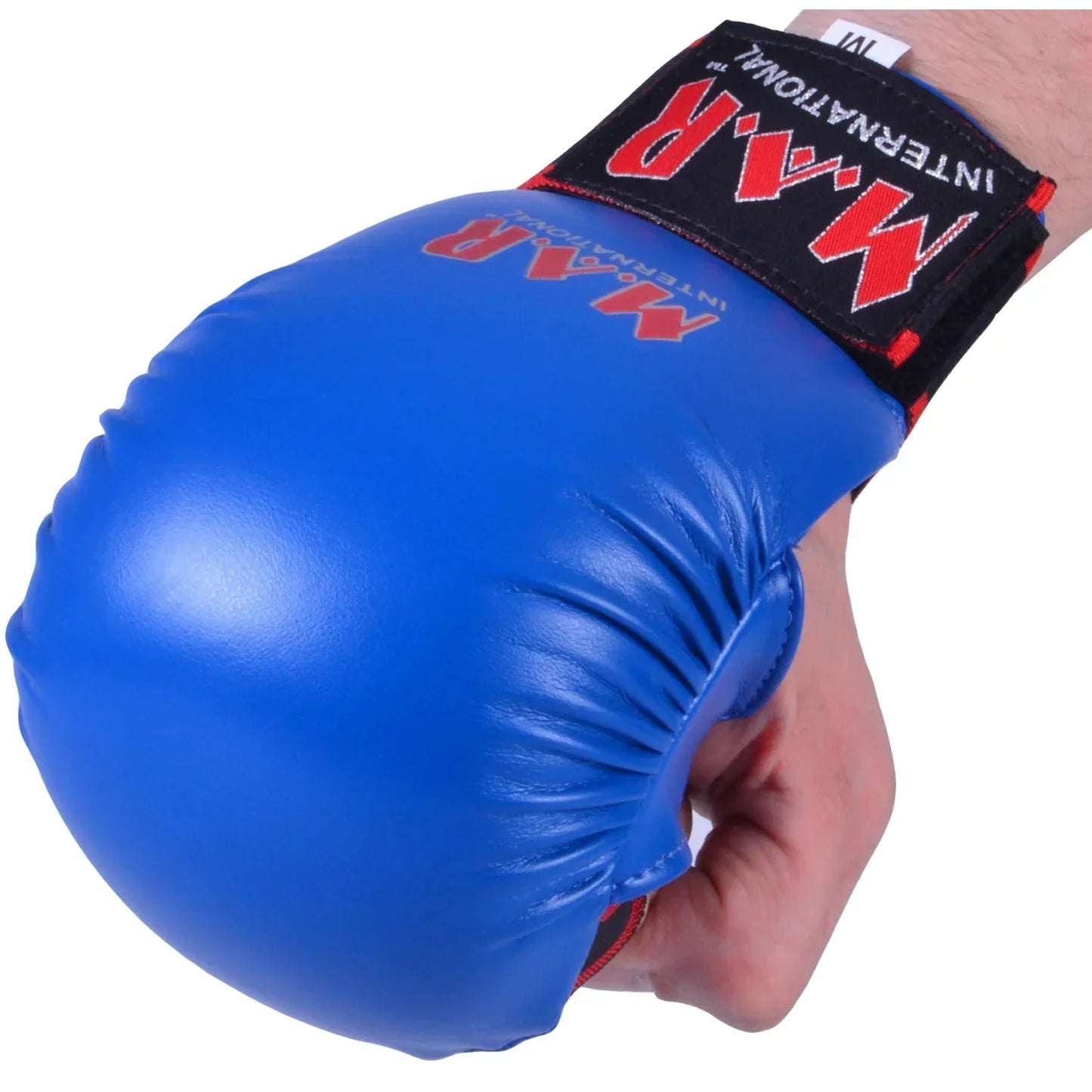 MAR-142A | Blue Karate Gloves w/ Moulded Padding - Compact Gloves