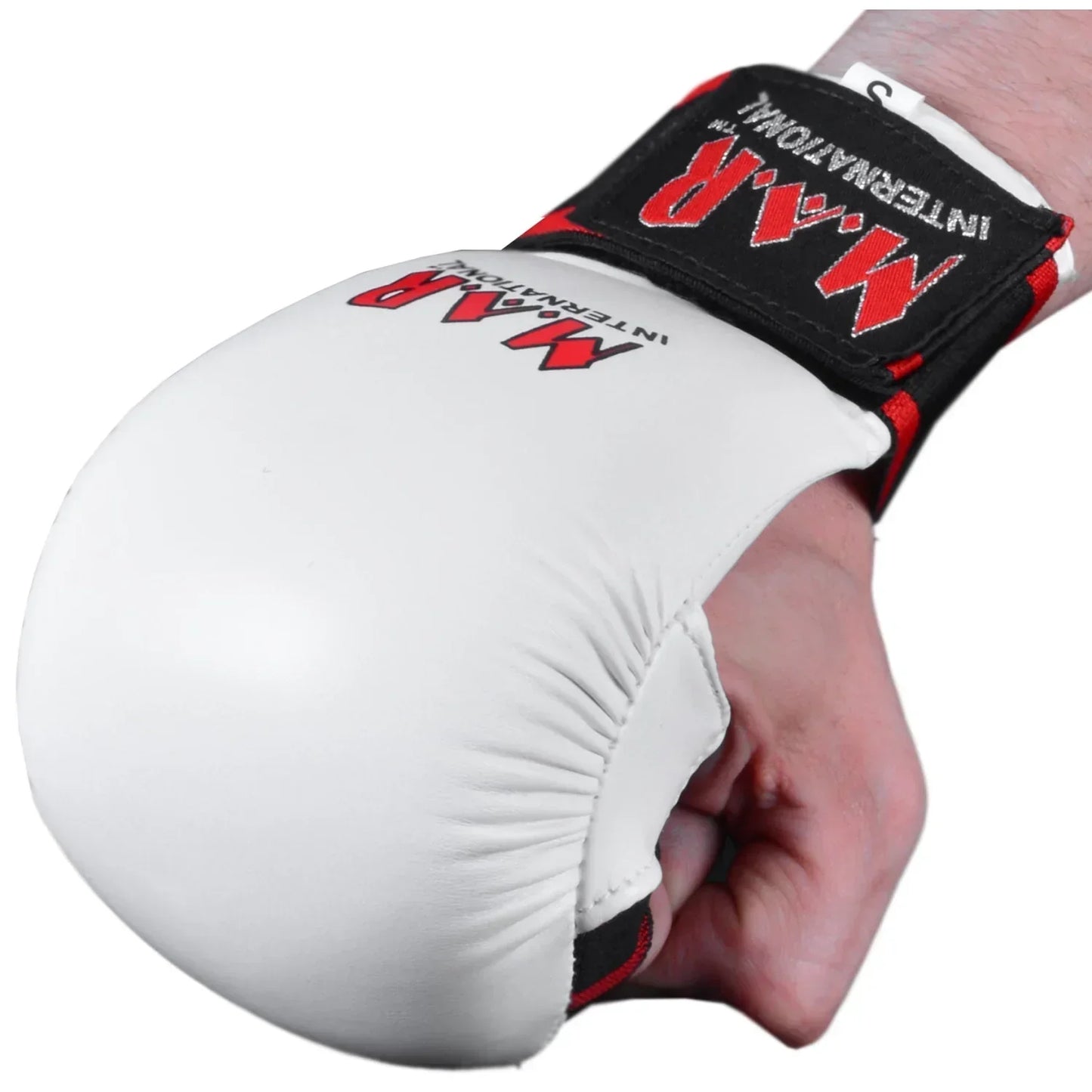 MAR-142C | White Karate Gloves w/ Moulded Padding - Compact Gloves