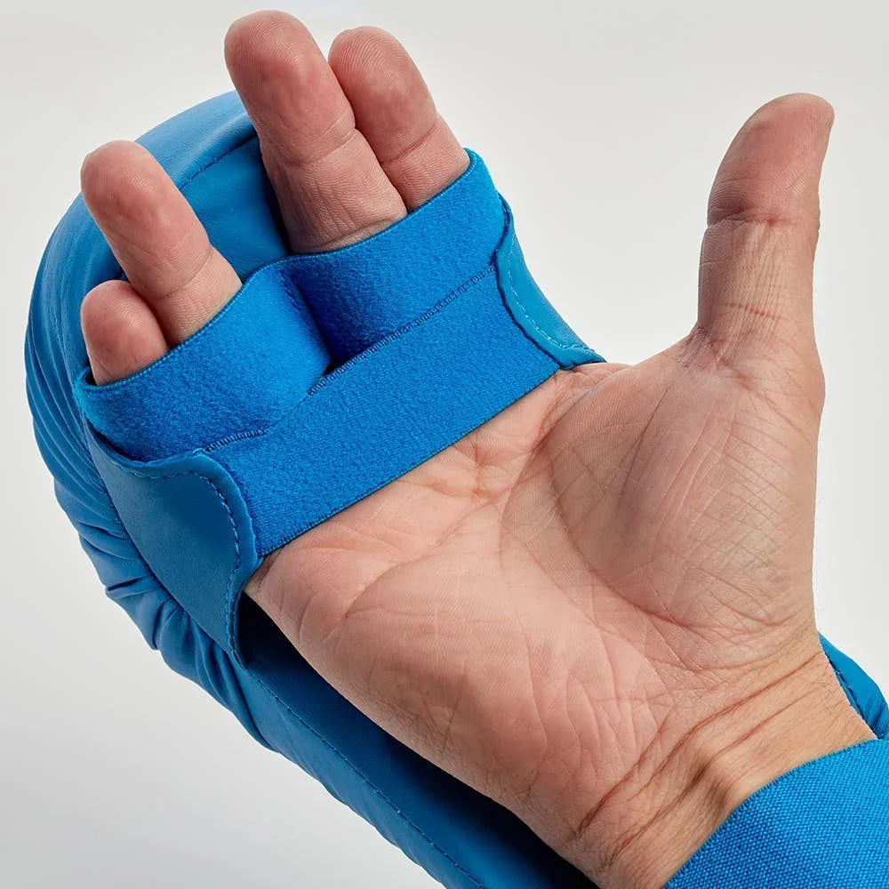 MAR-143E | WKF Approved Blue Karate Mitts - Compact Gloves