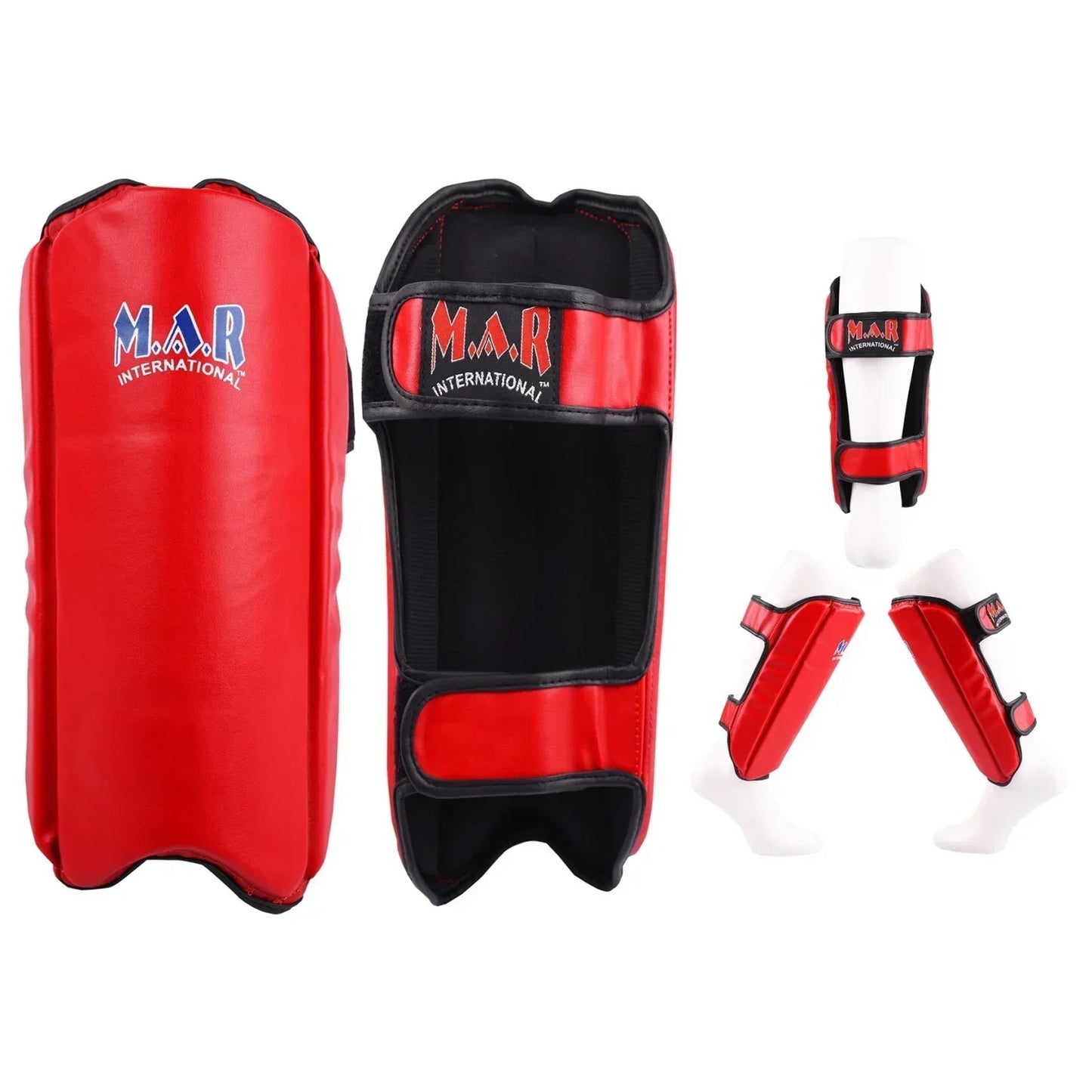 MAR-153A | Multilayered Red Shin Guards - Pads
