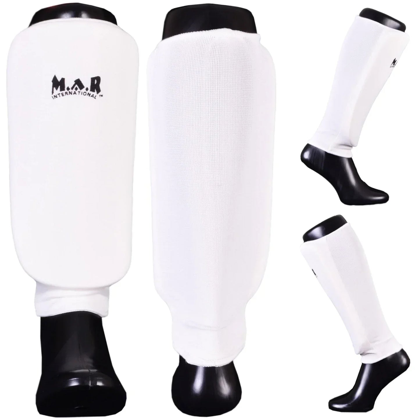 MAR-170A | White Elasticated Fabric Shin Guard For Shin Protection - Small Accessories