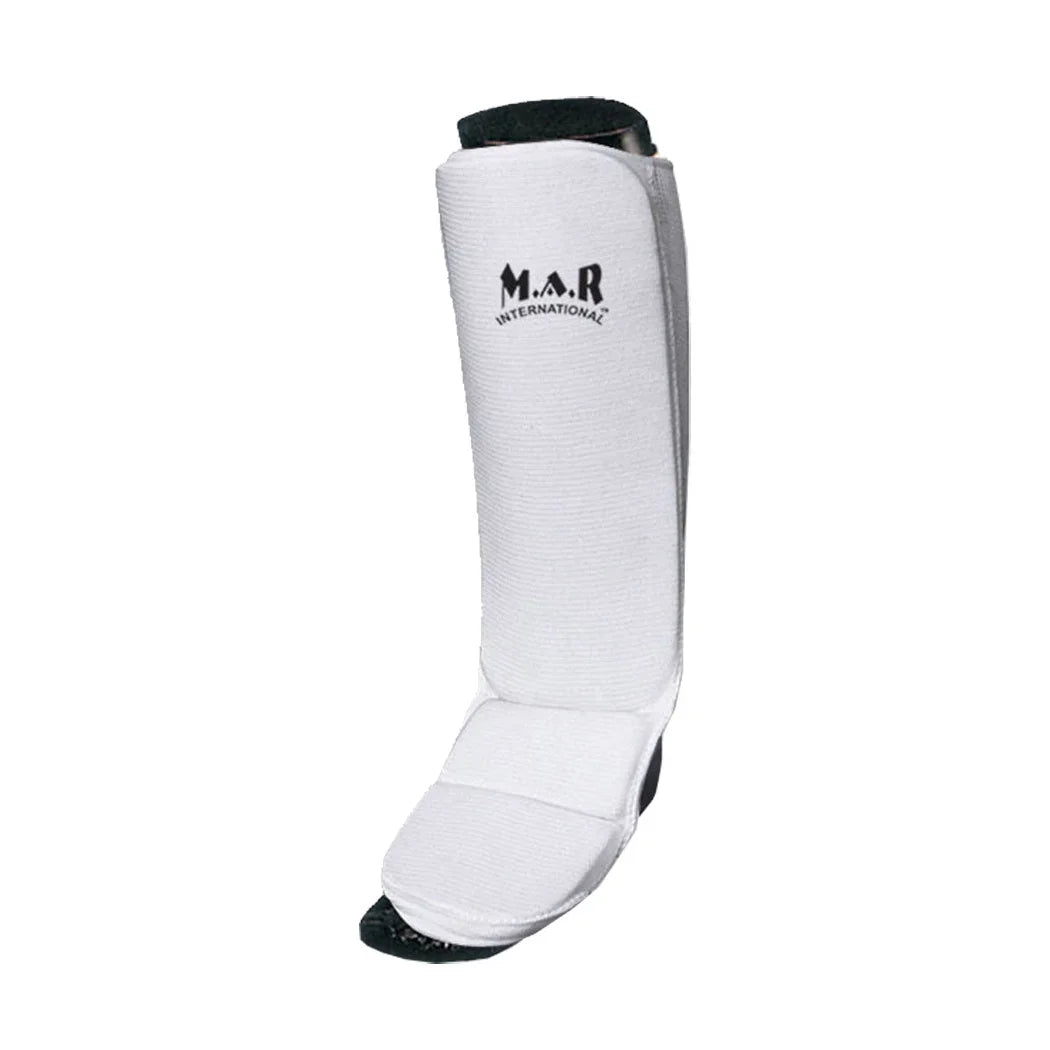 MAR-172A | White MMA Elasticated Fabric Shin & Instep Guard - Small Accessories