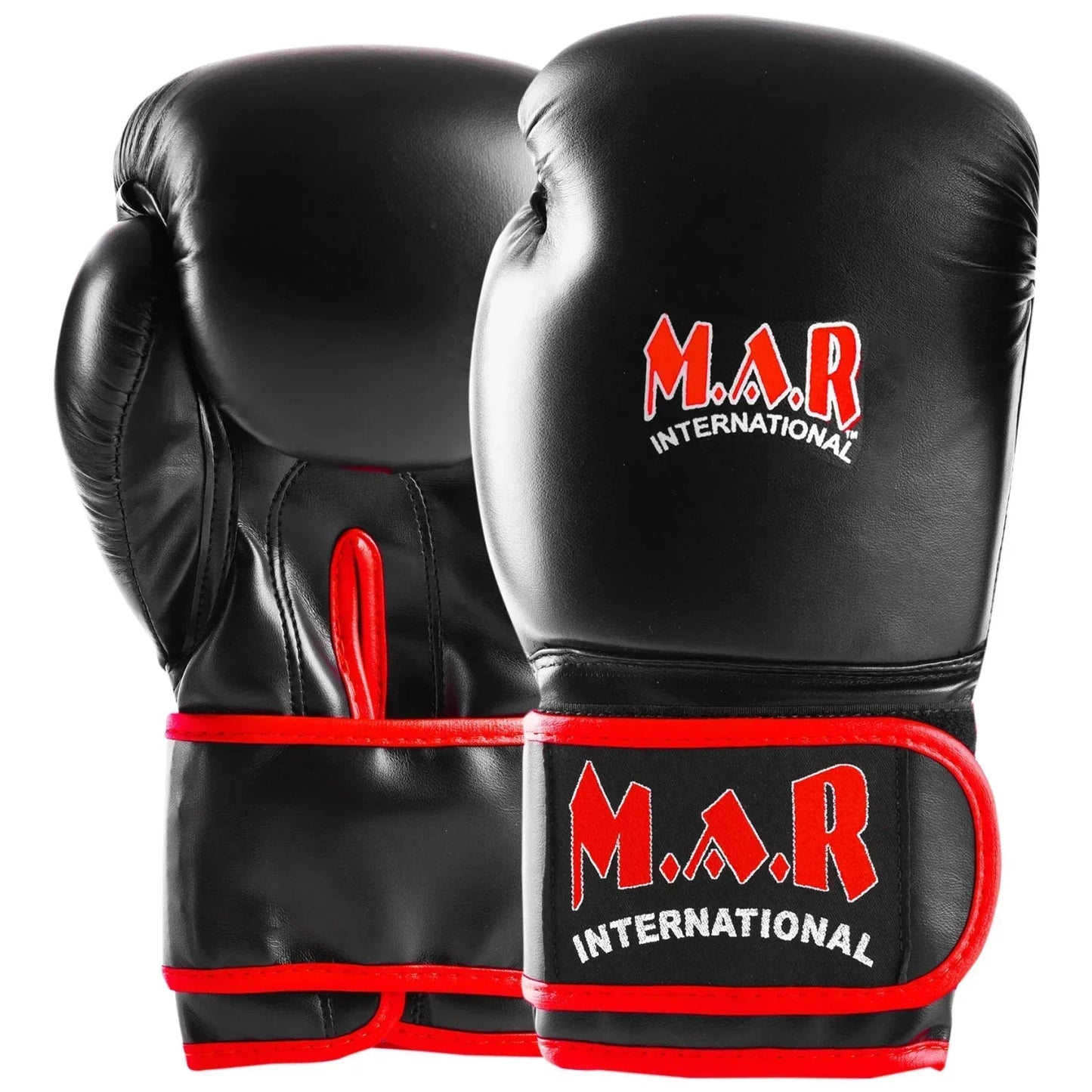 MAR-178 | Black Kids Kickboxing & Boxing Gloves w/ Red Stripes for Kids - Gloves