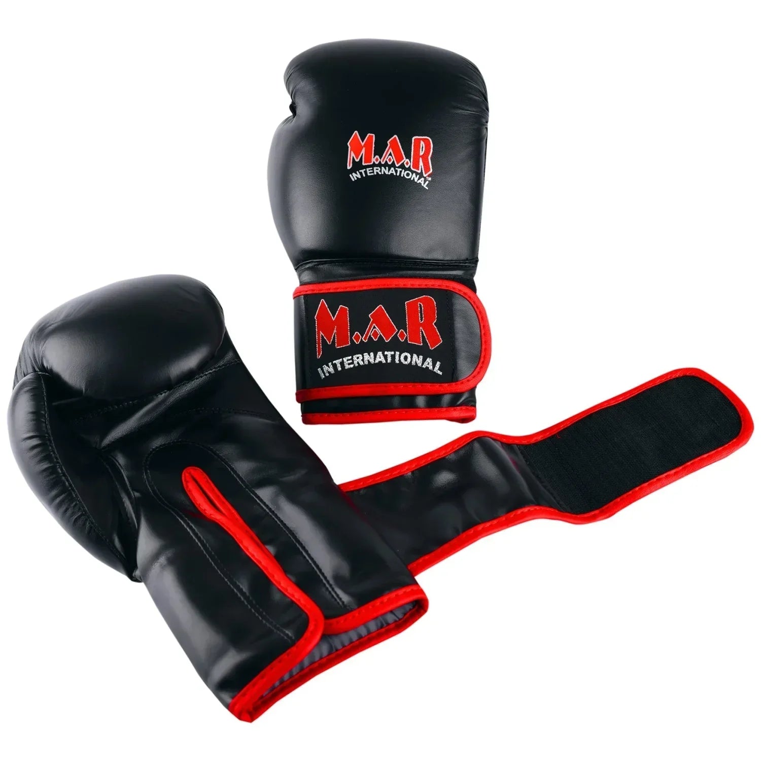 MAR-178 | Black Kids Kickboxing & Boxing Gloves w/ Red Stripes for Kids - Gloves
