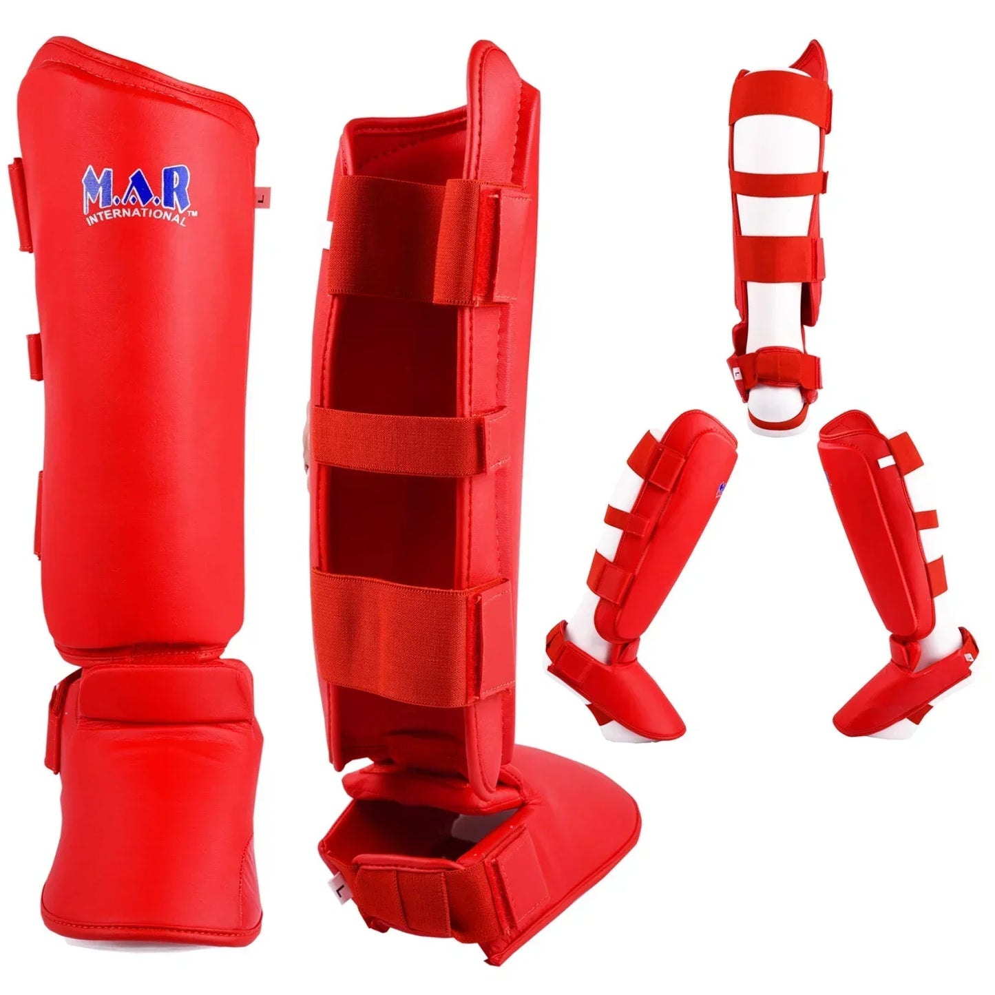 MAR-193A | Foam Padded Red Shin & Instep Guards - Pads