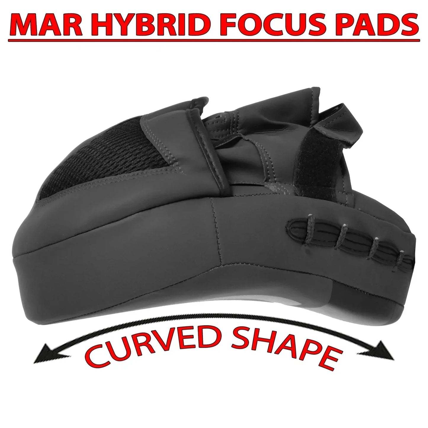 MAR-195D | Black Hybrid Curved Focus Mitts - Focus Mitts