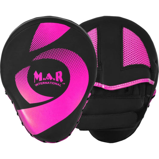 MAR-195I | Black & Pink Hybrid Curved Focus Mitts - Focus Mitts