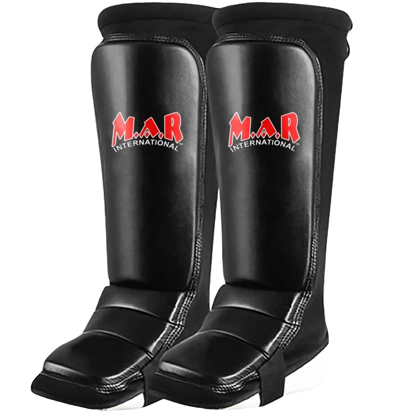 MAR-246B | Genuine Leather MMA Shin + Instep Leg Guards - Pads