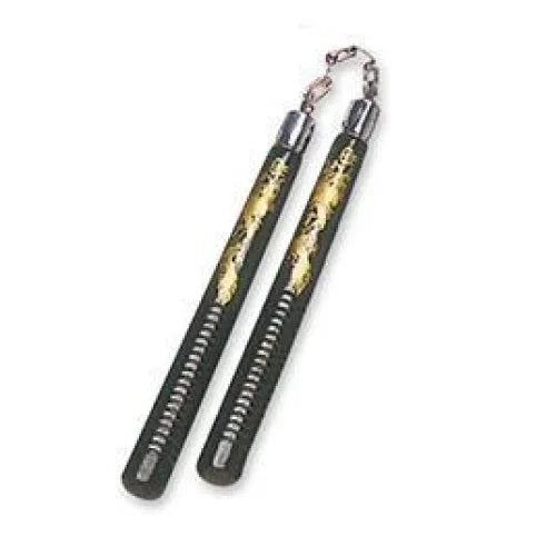 MAR-266F | Black Wooden 12’’ Nunchucks with Chain - Nunchucks