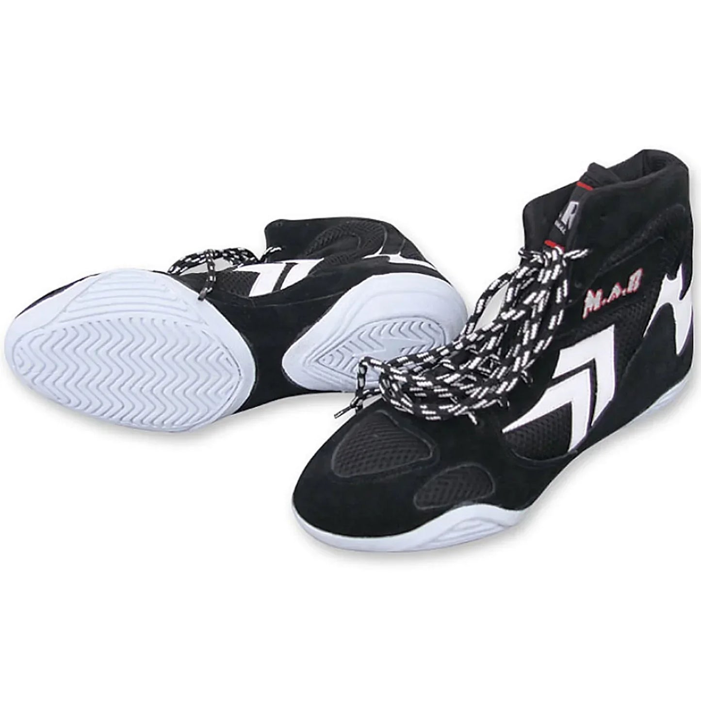 MAR-295B | Black Wrestling Shoes w/ White Outlines - Shoes