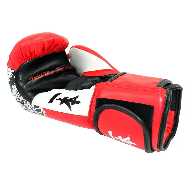 MAR-411 | White + Red IPPON Boxing Gloves w/ Skull Design - Gloves