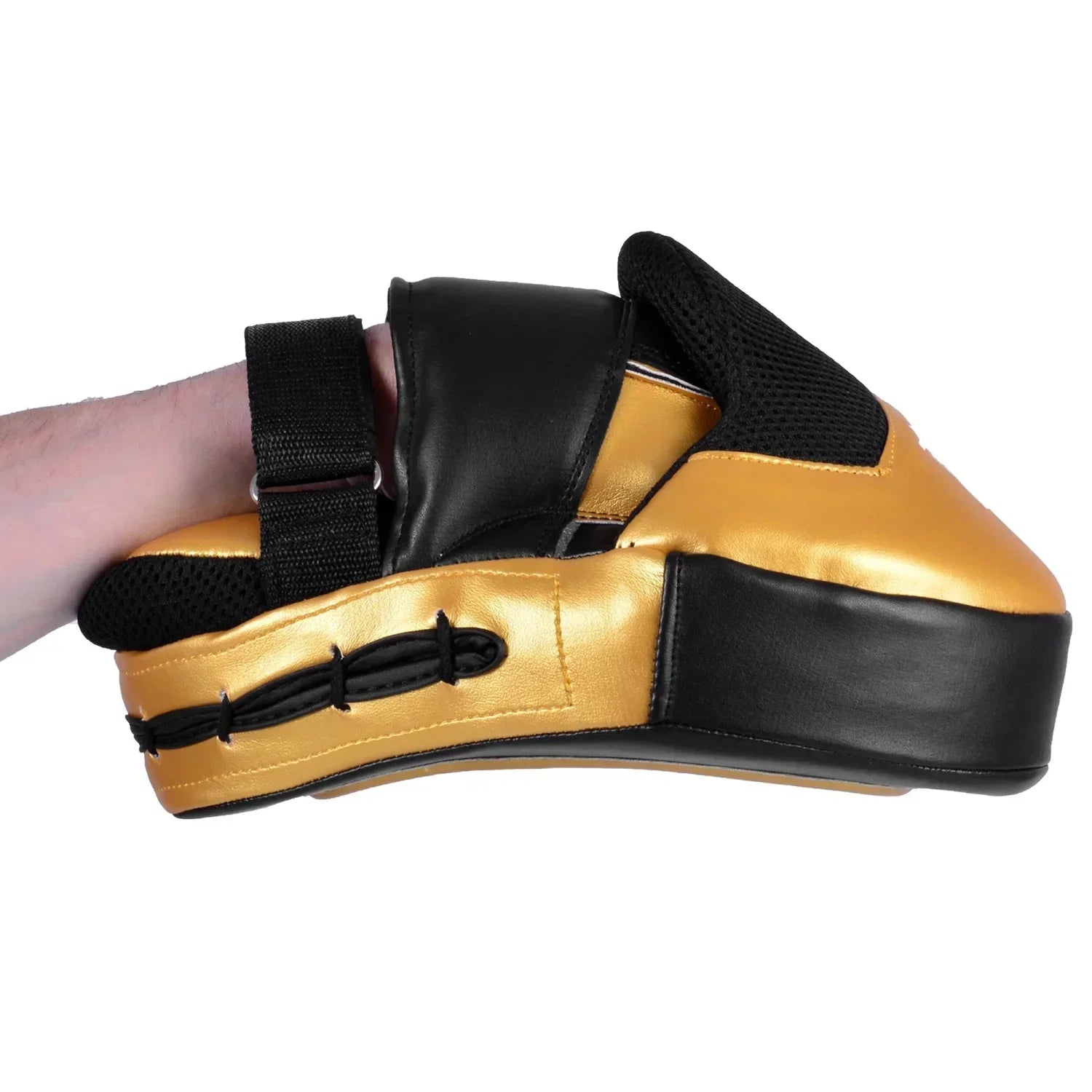 MAR-445C | Gold & Black Curved Focus Mitts - Focus Mitts