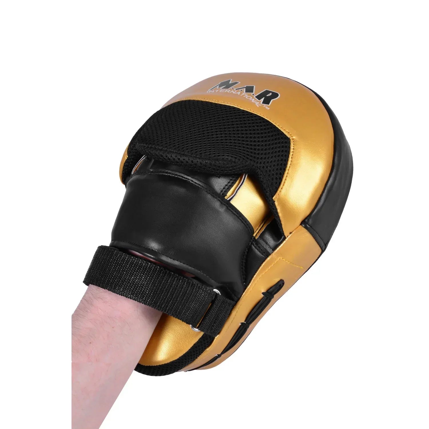 MAR-445C | Gold & Black Curved Focus Mitts - Focus Mitts