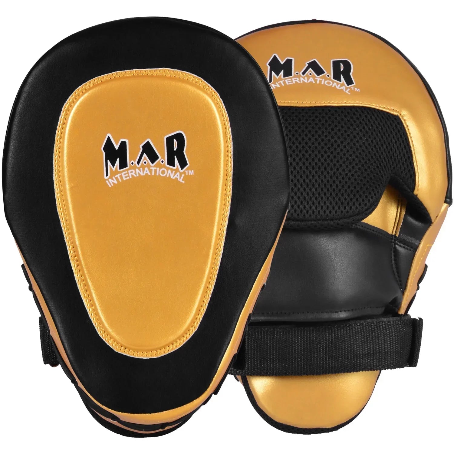 MAR-445C | Gold & Black Curved Focus Mitts - Focus Mitts