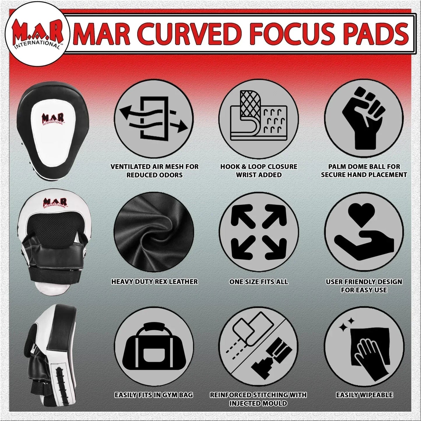 MAR-445D | White & Black Curved Focus Mitts - Focus Mitts