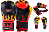 MAR-183 | Black Flame Print Boxing/Kickboxing Gloves for Kids