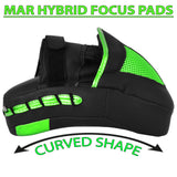 MAR-195H | Black & Green Hybrid Curved Focus Mitts