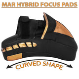 MAR-195G | Black & Gold Hybrid Curved Focus Mitts