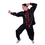 MAR-046B | Black Kung-Fu Wushu Uniform w/ Red Piping - Uniforms