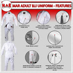 MAR-062B | White Brazilian Jiu-Jitsu Uniform - 480gsm - Uniforms