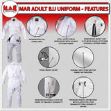 MAR-062B | White Brazilian Jiu-Jitsu Uniform - 480gsm - Uniforms