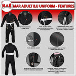 MAR-063B | Black Brazilian Jiu-Jitsu Uniform - 480gsm - Uniforms