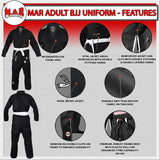 MAR-063B | Black Brazilian Jiu-Jitsu Uniform - 480gsm - Uniforms