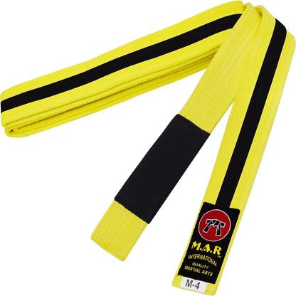 MAR-082 | Brazilian Jiu-Jitsu Ranking Belts Size M0 to M4 (Child Sizes) - Yellow & Black (N) / M0 / Wholesale - Belts