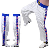 MAR-087D | White & Blue Kickboxing Trousers w/ Embroidered Writing - Trousers
