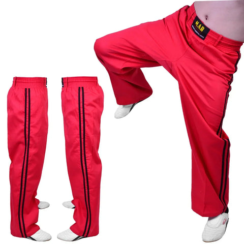 MAR-088D | Red & Black Kickboxing & Freestyle Two-Striped Trousers - Trousers