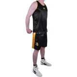 MAR-102A | Black & Yellow Boxing Shorts & Vest - Shorts